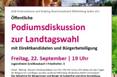 22.09.2023 Öffentliche Podiumsdiskussion zur Landtagswahl in Großheubach